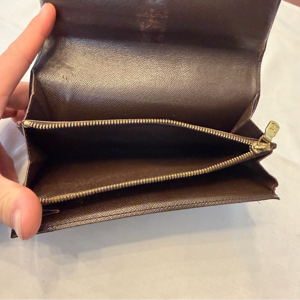 Louis Vuitton Damier‎ Ebene Sarah Long Wallet Snap Button Zip Coin - Picture 7 of 9